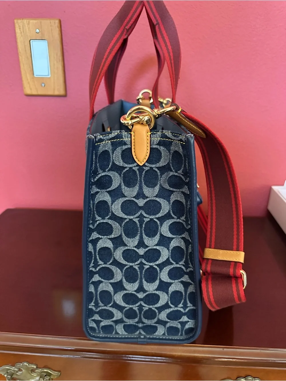 Coach blue signature denim Smith tote bag